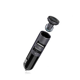Гарнітура зарядка Remax RB-T11С bluetooth V4.0 2USB 2.1А/1А Чорний (00000000480)