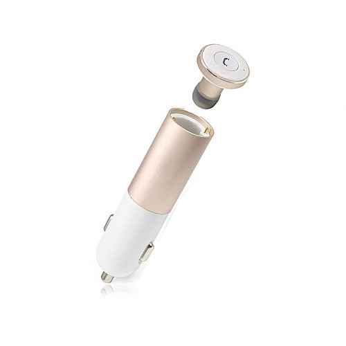 Гарнітура зарядка Remax RB-T11С bluetooth V4.0 2USB 2.1А/1А Gold (00000000479)