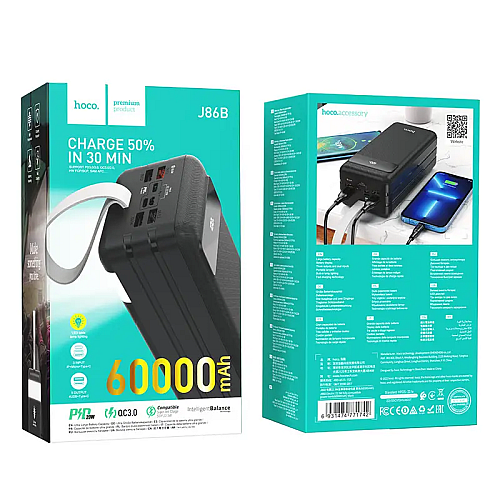 Универсальная мобильная батарея Hoco J86B 22.5W 60000mAh Черный