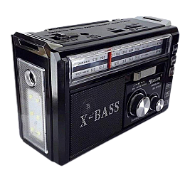 Портативний радіоприймач Golon RX-381/2 USB/SD з LED ліхтарем Чорний (1756375737)