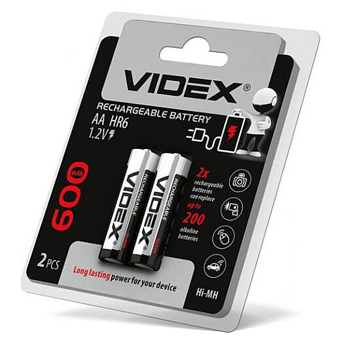 Акумуляторна батарейка Videx AA HR6 600mAh 2 шт