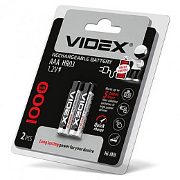 Акумуляторна батарейка Videx AAA HR03 1000mAh 2 шт