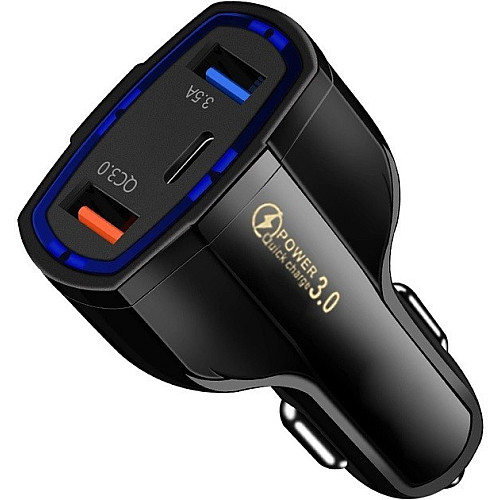 Автомобільне зарядне пристрій CWa 2USB Type-C PD35W QC 3.0 Black (03050553)