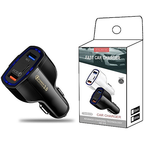 Автомобільне зарядне пристрій CWa 2USB Type-C PD35W QC 3.0 Black (03050553)