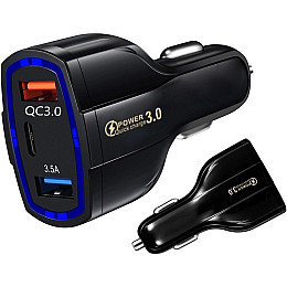 Автомобильное зарядное устройство CWa 2USB Type-C PD35W QC 3.0 Black (03050553)