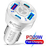 Автомобільне зарядне пристрій CWa 2USB 2Type-C PD20W QC 3.0 Біле (3650552)