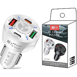 Автомобильное зарядное устройство CWa 2USB 2Type-C PD20W QC 3.0 White (3650552)