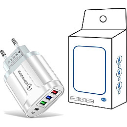 Сетевое зарядное устройство Mirrow 3 USB Type-C Super Charge/Quick Charge 3.0 5V/2.4A White (641152872)