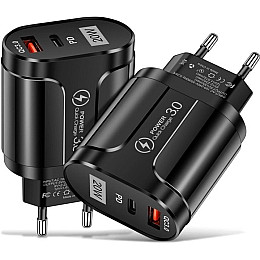 Сетевое зарядное устройство Mirrow USB Type-C Super Charge/Quick Charge 3.0 PD 20W Black (366589741)