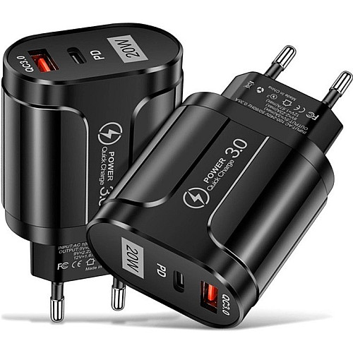 Сетевое зарядное устройство Mirrow USB Type-C Super Charge/Quick Charge 3.0 PD 20W Black (366589741)