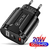 Сетевое зарядное устройство Mirrow USB Type-C Super Charge/Quick Charge 3.0 PD 20W Black (366589741)