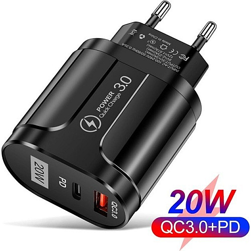 Сетевое зарядное устройство Mirrow USB Type-C Super Charge/Quick Charge 3.0 PD 20W Black (366589741)