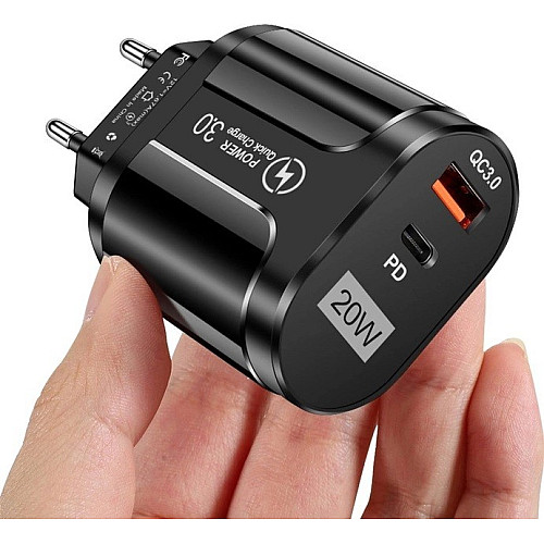 Сетевое зарядное устройство Mirrow USB Type-C Super Charge/Quick Charge 3.0 PD 20W Black (366589741)