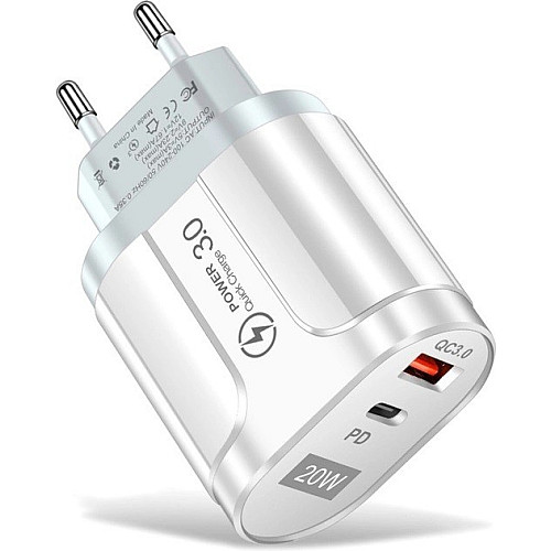 Сетевое зарядное устройство Mirrow USB Type-C Super Charge/Quick Charge PD 20W White (365487822)