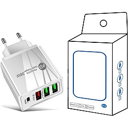 Сетевое зарядное устройство Mirrow 3 USB Type-C Super Charge/Quick Charge 36W White (985741235)