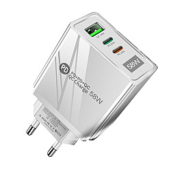 Сетевое зарядное устройство Mirrow USB 2-Type-C Super Charge/Quick Charge 3.0 PD 58W White (FR050841)