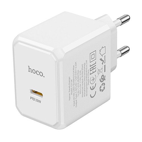 Сетевий зарядний пристрій Hoco CS13A Ocean PD20W Type-C PC+ABS Білий