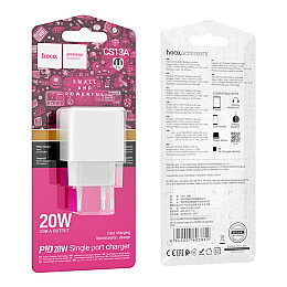 Сетевое зарядное устройство Hoco CS13A Ocean PD20W Type-C PC+ABS White