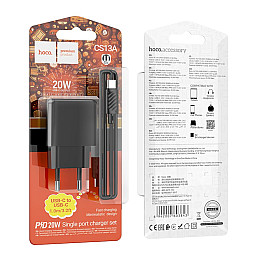 Сетевое зарядное устройство Hoco CS13A Ocean PD20W Type-C to Type-C Black