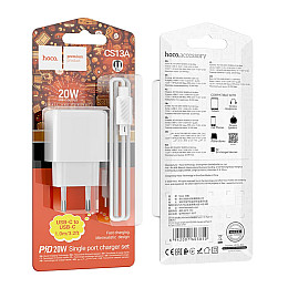 Сетевое зарядное устройство Hoco CS13A Ocean PD20W Type-C to Type-C White