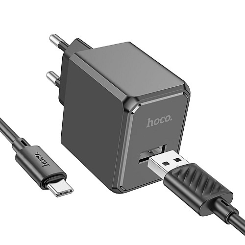 Комлект зарядного устройства Hoco CS11A 1USB 10.5W 5V/2.1A USB/Type C 1m Black