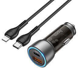 Автомобільне зарядне пристрій Hoco NZ8 Sprinter 43W PD25W/QC3.0 USB/USB-A Type-C to Lightning Коричневий