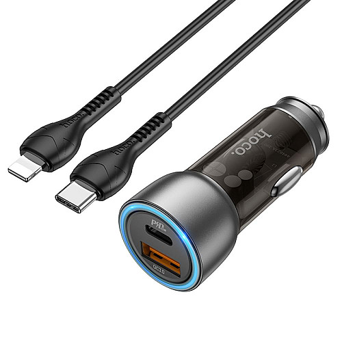 Автомобільне зарядне пристрій Hoco NZ8 Sprinter 43W PD25W/QC3.0 USB/USB-A Type-C to Lightning Коричневий