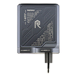 Сетевое зарядное устройство Remax RP-U106 Mecha Warrior GaN 140W 2C/1A MacBook Pro PD 3.1 Lenovo IdeaPad 14pro Grey