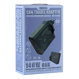 Сетевое зарядное устройство Remax RP-U106 Mecha Warrior GaN 140W 2C/1A MacBook Pro PD 3.1 Lenovo IdeaPad 14pro Grey