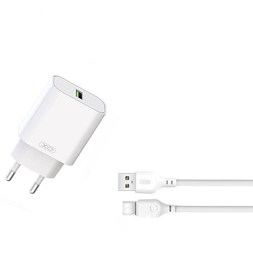 Комлект зарядного устройства XO L103 1USB/3A Mode2.4A AFC Samsung Q3.0/2.0 и FCP Huawei 18W USB/Type C Белый