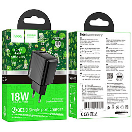 Сетевое зарядное устройство Hoco CS21A 1USB QC 18W Quick Charge 3.0 Black