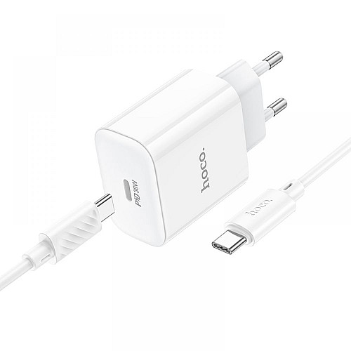 Комлект зарядного устройства Hoco C76A Pro 1Type-C PD/QC 30W PPS Type-C to Type-C White