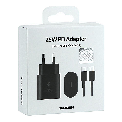 Зарядный комплект Samsung EP-TA800NBE USB Type-C PD 3.0 PPS Max 25W S20 A53 A73 A33 A13 Black