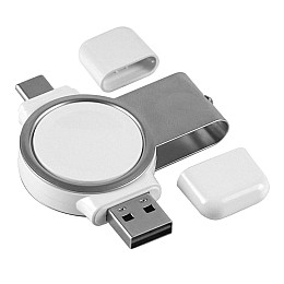 Бездротовий зарядний пристрій Magnetic для Apple Watch Type-C чоловічий USB чоловічий Білий