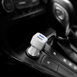 Автомобильное зарядное устройство от прикуривателя Hoco Z23 2xUSB 2.4A White