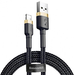Кабель BASEUS Cafule Lightning 2.4A 1м золото/чорний