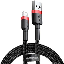 Кабель BASEUS Cafule Lightning 2.4A 1м червоний/чорний