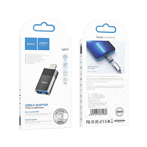 Адаптер переходник OTG Hoco UA17 Lightning-USB 2.0 Black (31552_2906977)