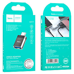Адаптер перехідник Hoco UA17 Type-C-USB 3.0 2A/4A Black (32548_2918100)