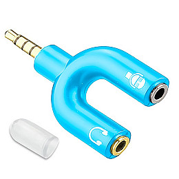 Розгалужувач для навушників і мікрофона Addap AJA-03 3,5 мм Jack 3-pin на 4-pin блакитний
