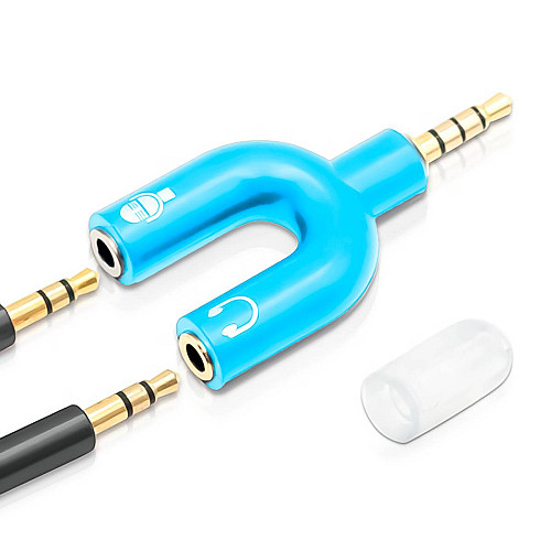 Розгалужувач для навушників і мікрофона Addap AJA-03 3,5 мм Jack 3-pin на 4-pin блакитний