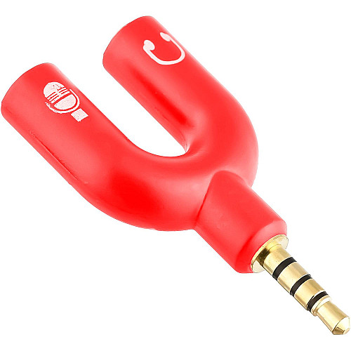 Розгалужувач для навушників і мікрофона Addap AJA-03 3,5 мм Jack 3-pin на 4-pin червоний