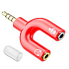 Розгалужувач для навушників і мікрофона Addap AJA-03 3,5 мм Jack 3-pin на 4-pin червоний
