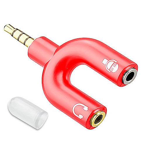 Розгалужувач для навушників і мікрофона Addap AJA-03 3,5 мм Jack 3-pin на 4-pin червоний