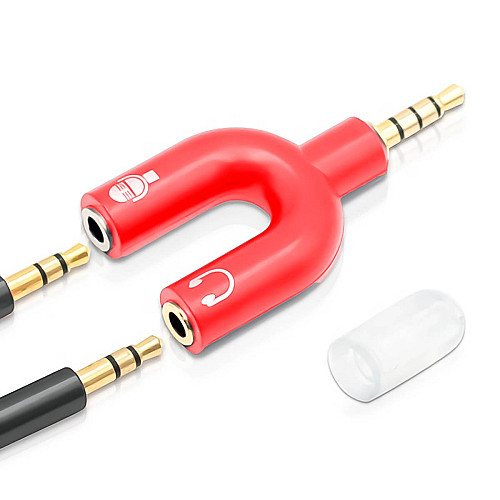 Розгалужувач для навушників і мікрофона Addap AJA-03 3,5 мм Jack 3-pin на 4-pin червоний