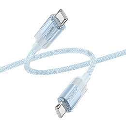Кабель для зарядки и обмена данными USB Borofone BU44 Sincero 60W Type-C to Type-C 1.2 м Голубой