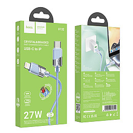 Кабель для зарядки та передачі даних USB Hoco U132 Beijing PD27W/3A Type-C to Lightning 1.2 м Голубий