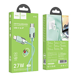 Кабель для зарядки та передачі даних USB Hoco U132 Beijing PD27W/3A Type-C to Lightning 1.2 м Зелений