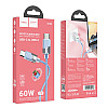 Кабель для зарядки та передачі даних USB Hoco U132 Beijing 60W 20V/3A Type-C to Type-C 1.2 м Голубий