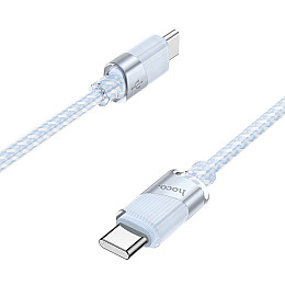 Кабель для зарядки та передачі даних USB Hoco U132 Beijing 60W 20V/3A Type-C to Type-C 1.2 м Голубий